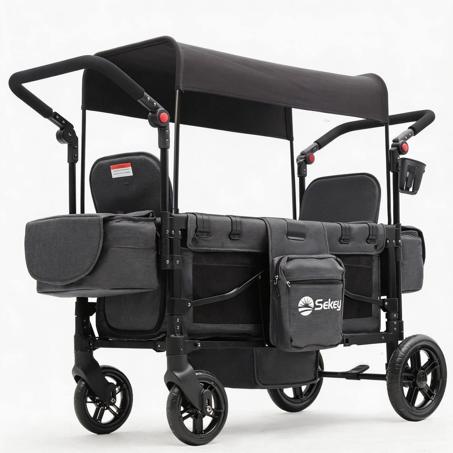 Sekey Bollerwagen Kinder Zwillingsmodus Schwarz