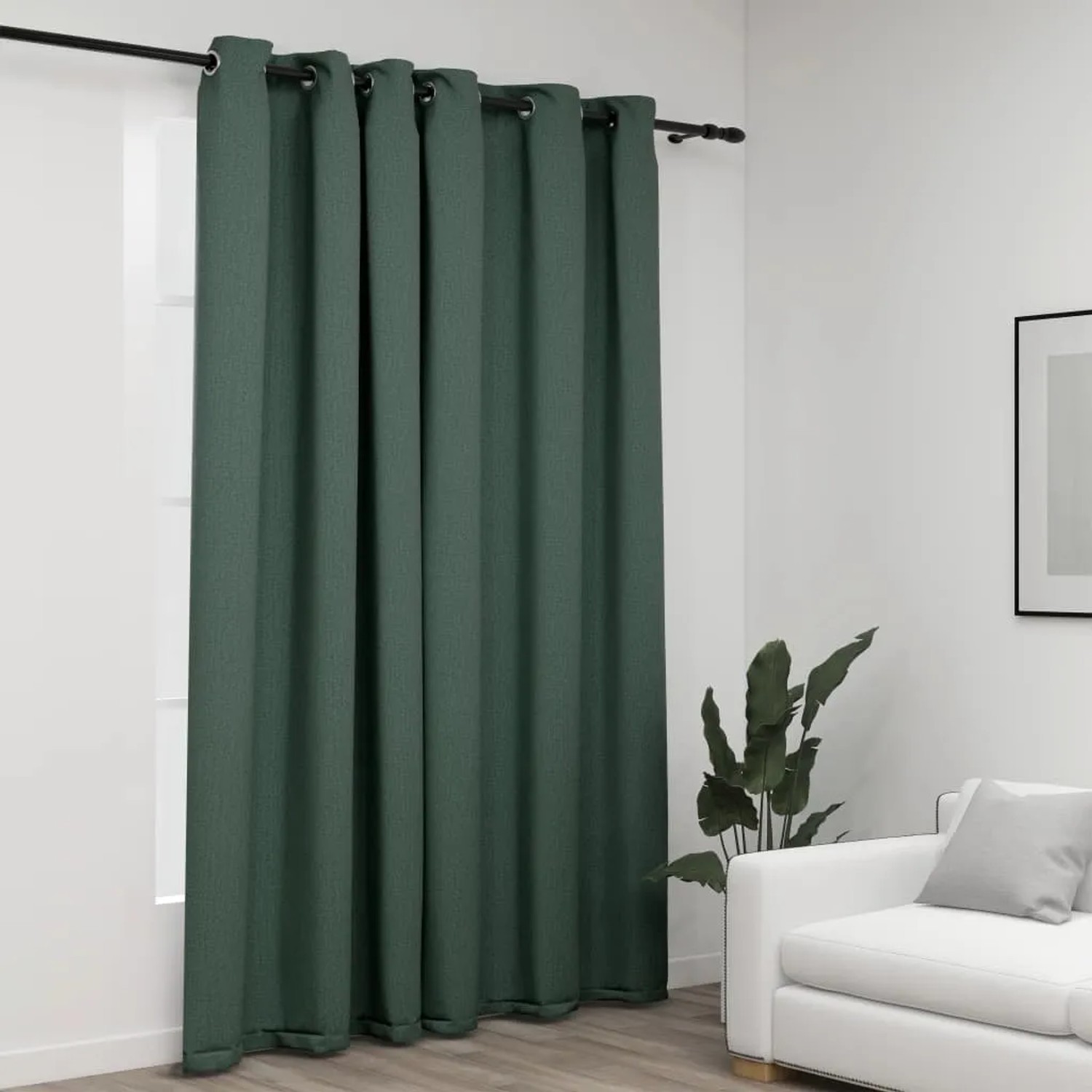 vidaXL Verdunkelungsvorhang mit Ösen Leinenoptik Grün 290 x 245 cm kaufen bei OBI