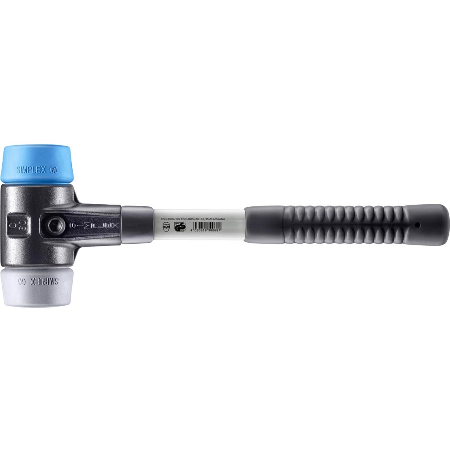 Halder Simplex Schonhammer Ø 60 mm TPE-soft Blau   TPE-mid Grau mit Verstär günstig online kaufen