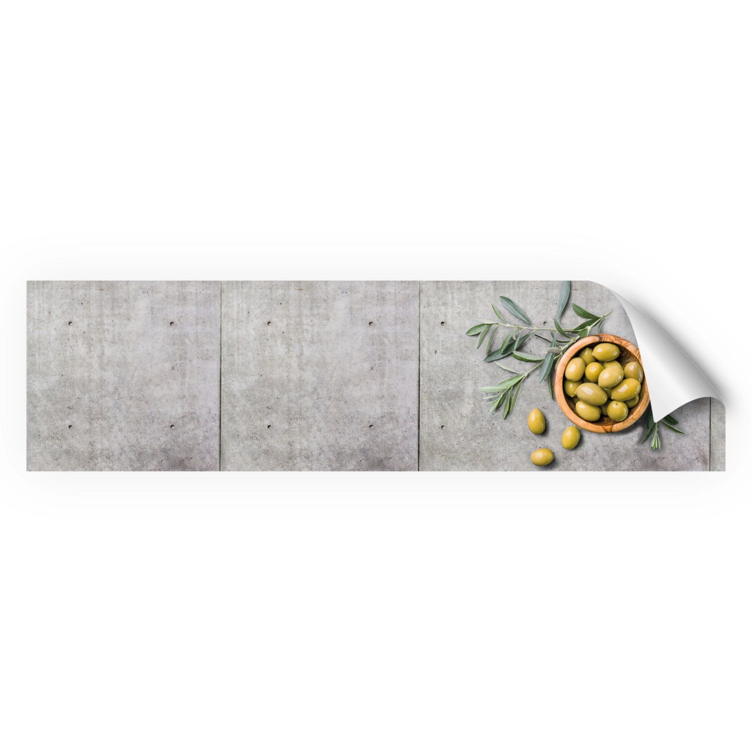 Myspotti Küchenrückwandfolie Olive and Concrete Selbstklebend 220 cm x 60 cm