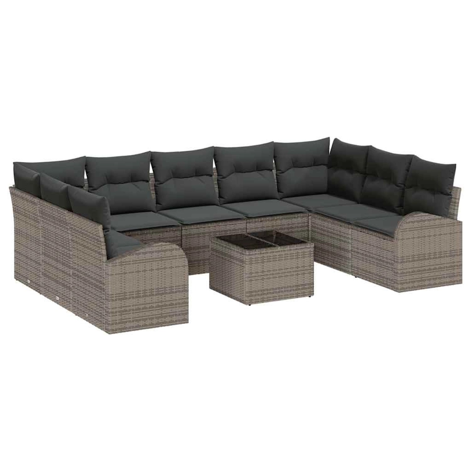 vidaXL Garten-Sofa-Set 10-Tlg Grau Poly Rattan 3346209 günstig online kaufen