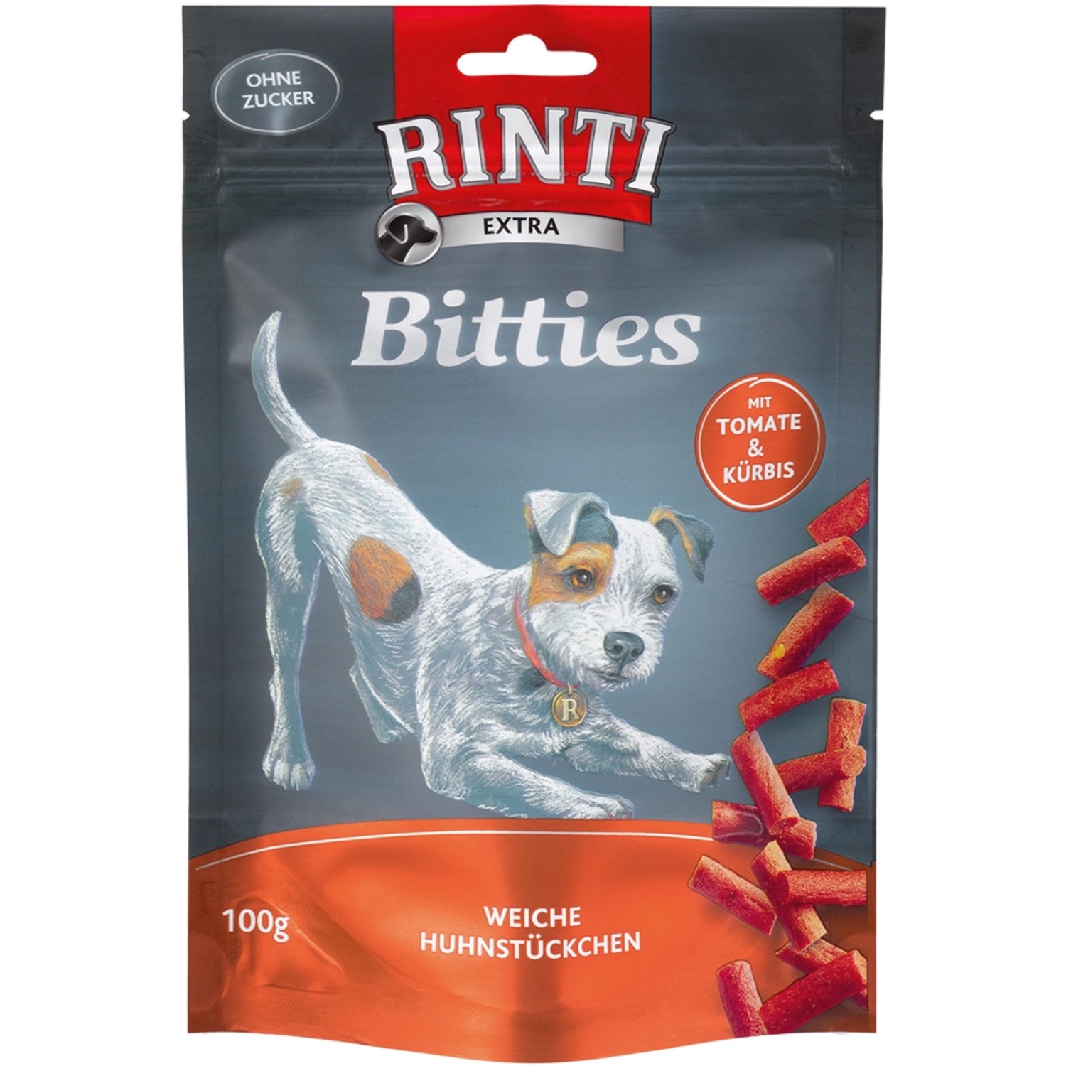 Rinti Hunde-Natursnacks Bitties Extra Huhn mit Tomaten und Kürbis 100 g