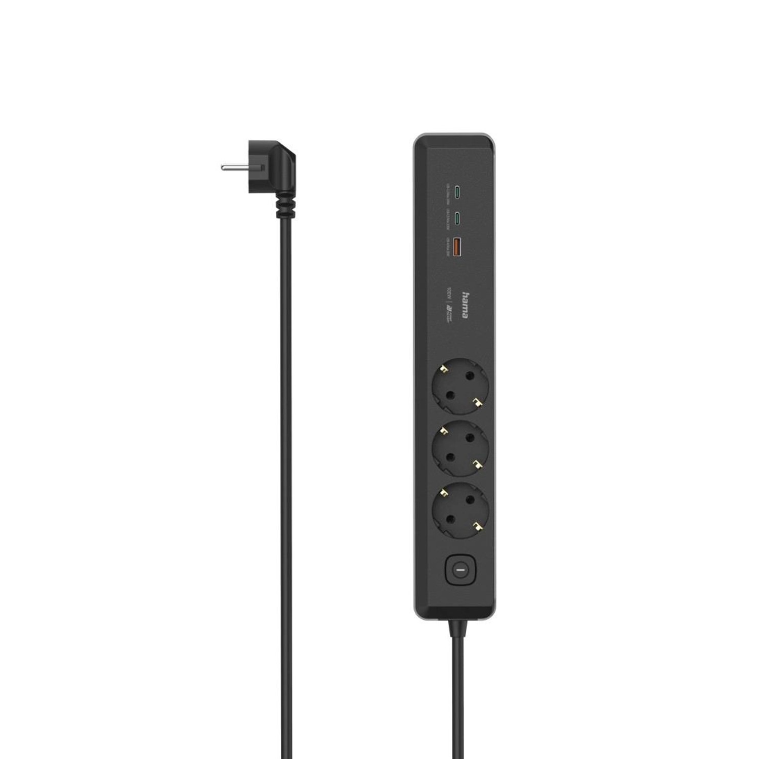 Hama Steckdosenleiste 3-fach USB-C/A 100W PD Schalter 1,4 m Schwarz/Grau günstig online kaufen