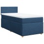 Blaues vidaXL Boxspringbett (90x190 cm) mit Matratze und Topper.