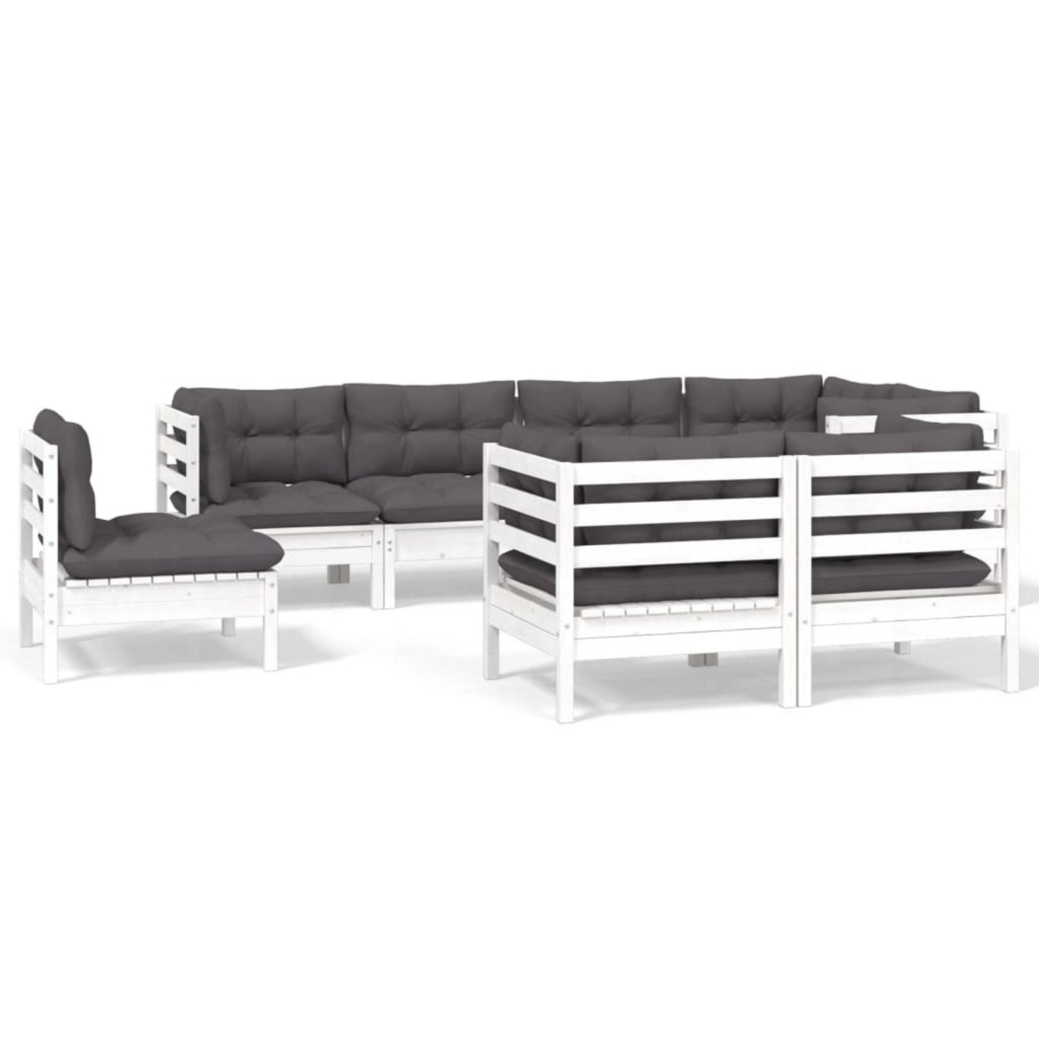 vidaXL 8-Tlg Garten-Lounge-Set mit Kissen Weiß Kiefer Massivholz 3096515 günstig online kaufen