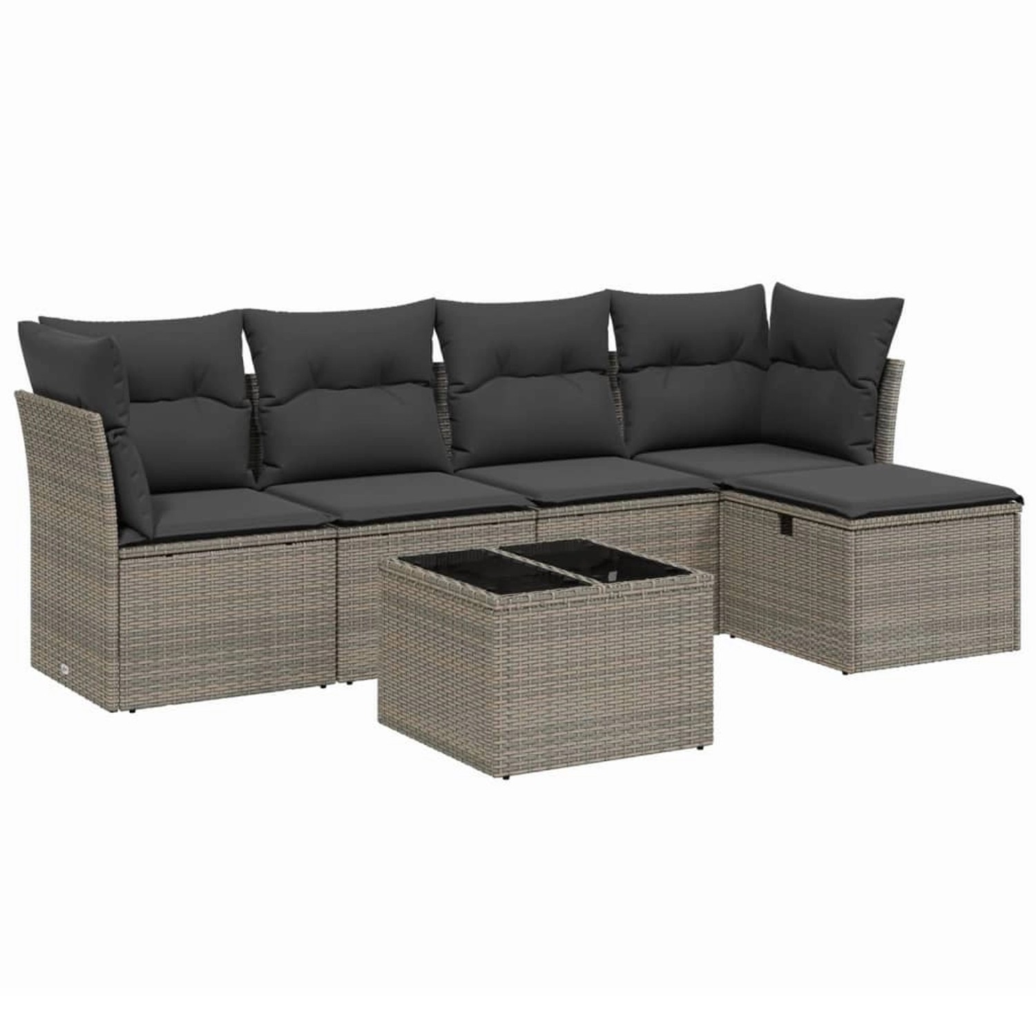 vidaXL 6-Tlg Garten-Sofagarnitur mit Kissen Grau Poly Rattan 3263146