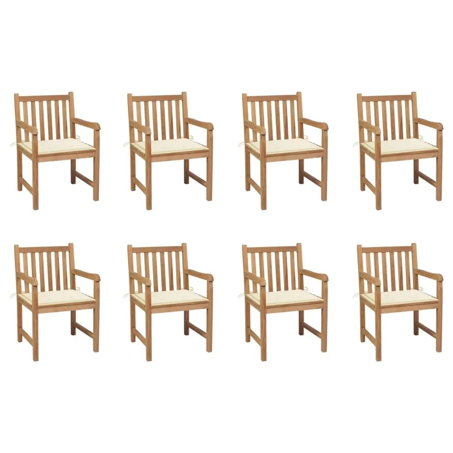 vidaXL Gartenstühle 8 Stk mit Creme Kissen Massivholz Teak 3073060