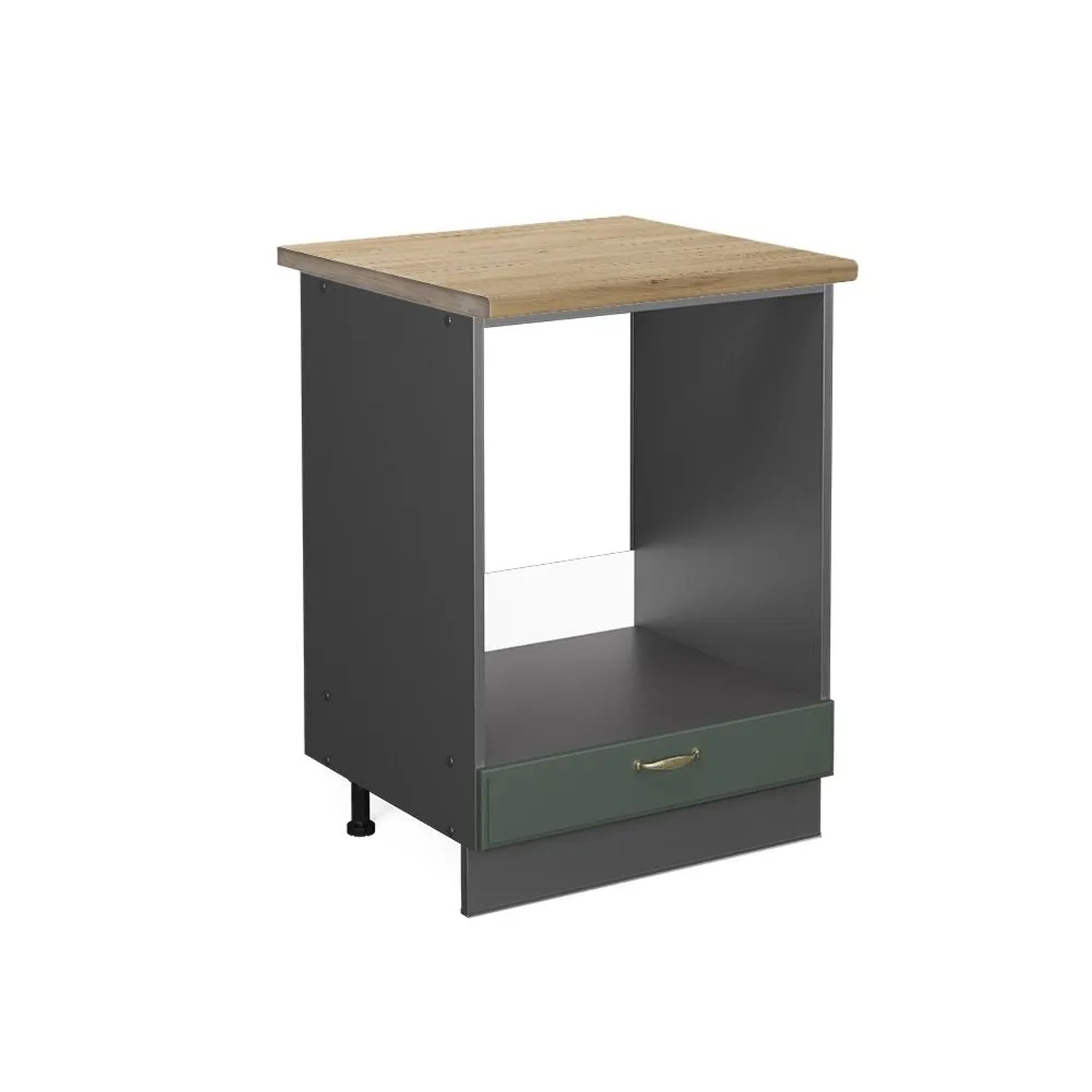 Vicco Herdumbauschrank Fame-Line Grün-Gold Landhaus Anthrazit 60 cm AP Eiche