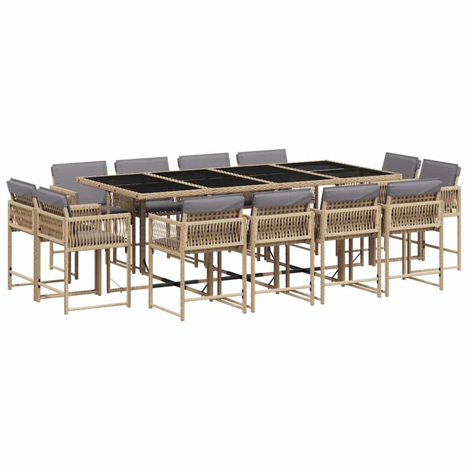 vidaXL 13-Tlg Garten-Essgruppe mit Kissen Beigemischung Poly Rattan 3211584 günstig online kaufen