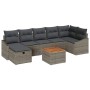 Graues 8-teiliges vidaXL Garten-Sofa-Set aus Poly Rattan mit Tisch und Stauraum.