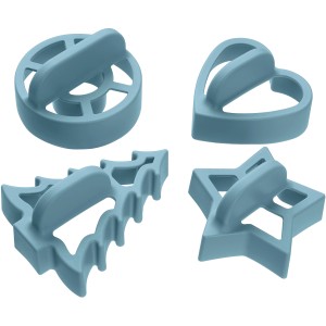 Zenker Ausstechformen Patisserie, 4er Set mit Griff: Kreis, Herz, Tanne, Stern, eisblau.