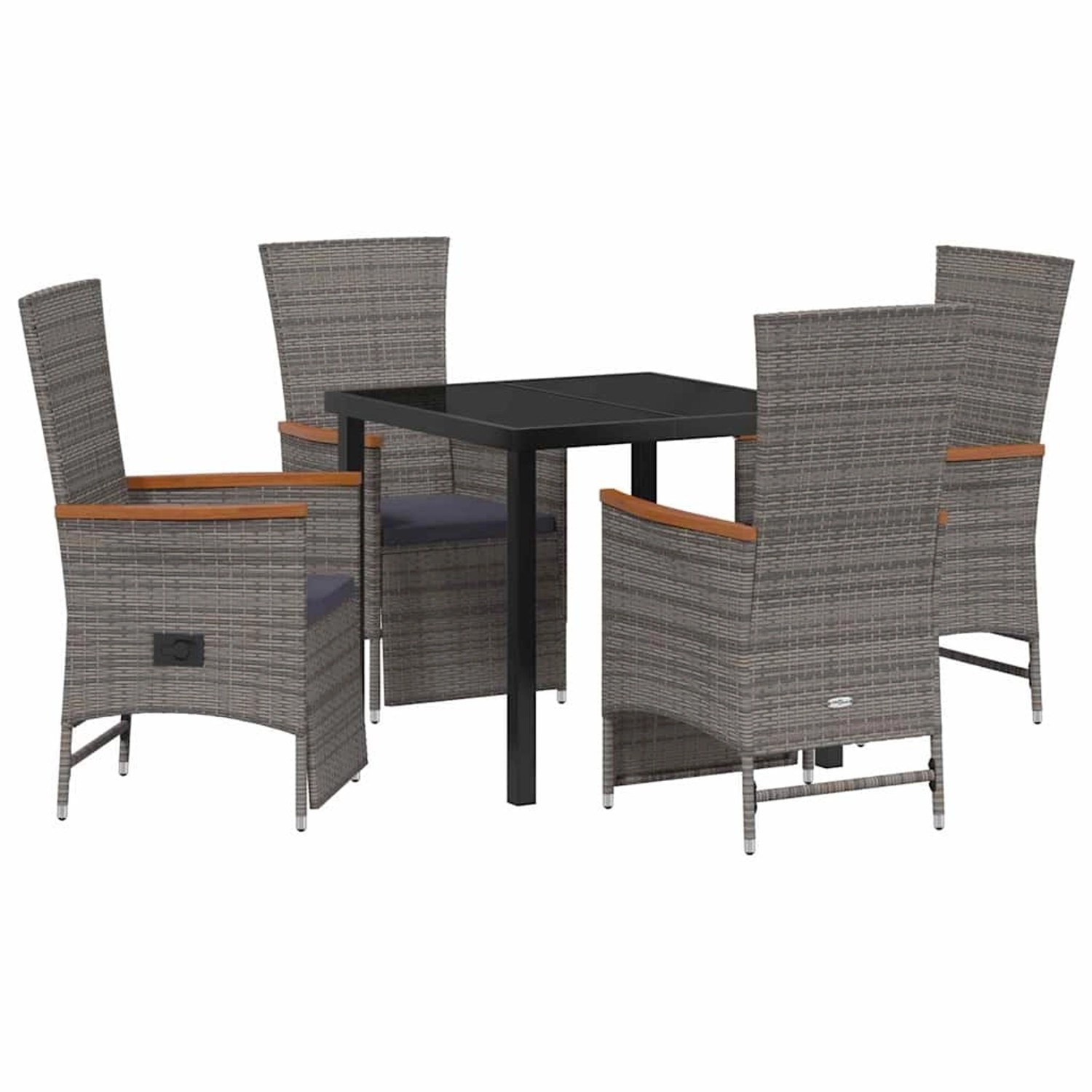vidaXL Garten Essgruppe mit Kissen 5-Tlg Grau Poly Rattan 3379451 günstig online kaufen