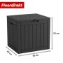 Anthrazitfarbene Floordirekt Gartenbox in Holzoptik, wetterfeste Kissenbox mit 118L Volumen.