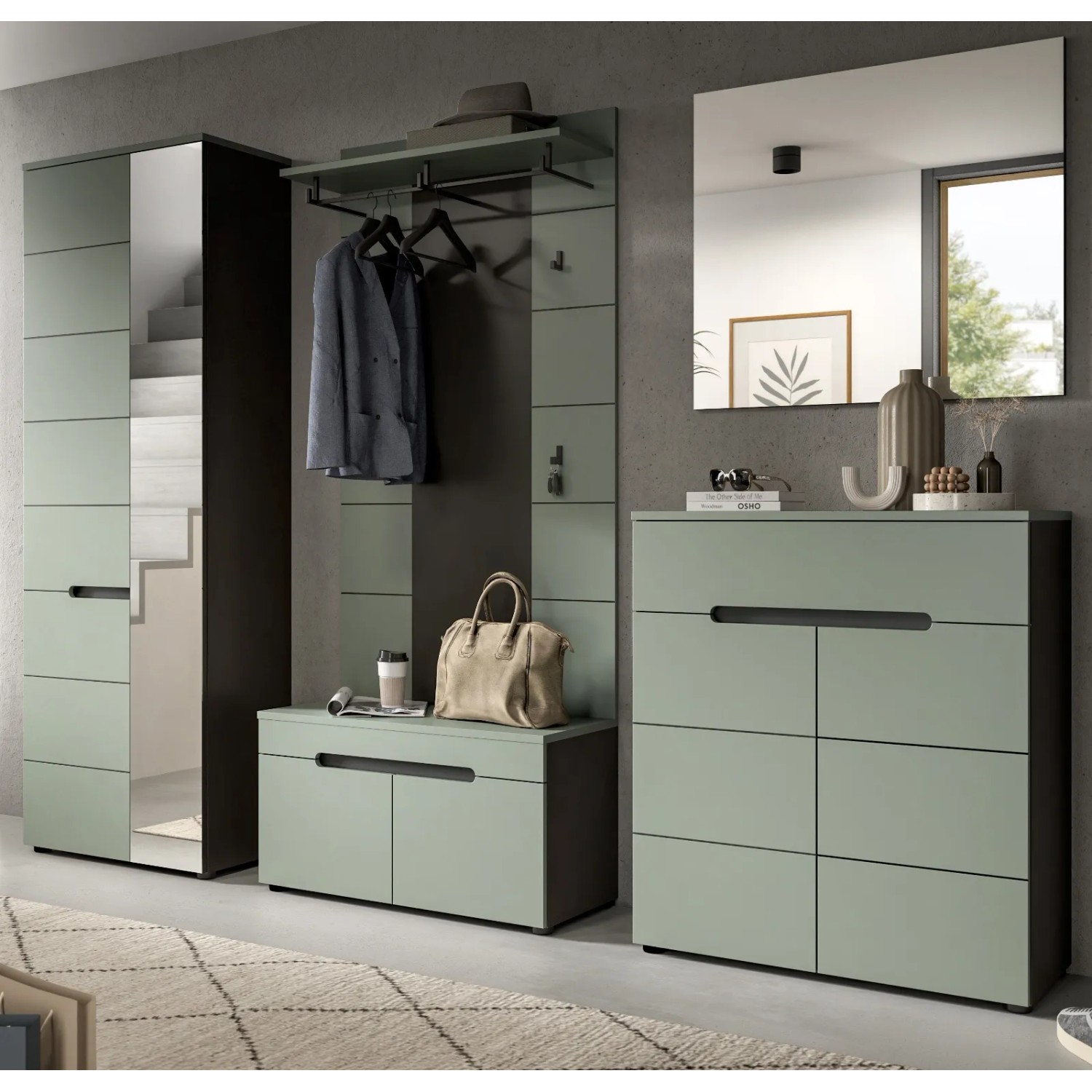Inn.Furn Garderoben-Set 5-teilig in Salbei und Grau 255 cm Cooper_3