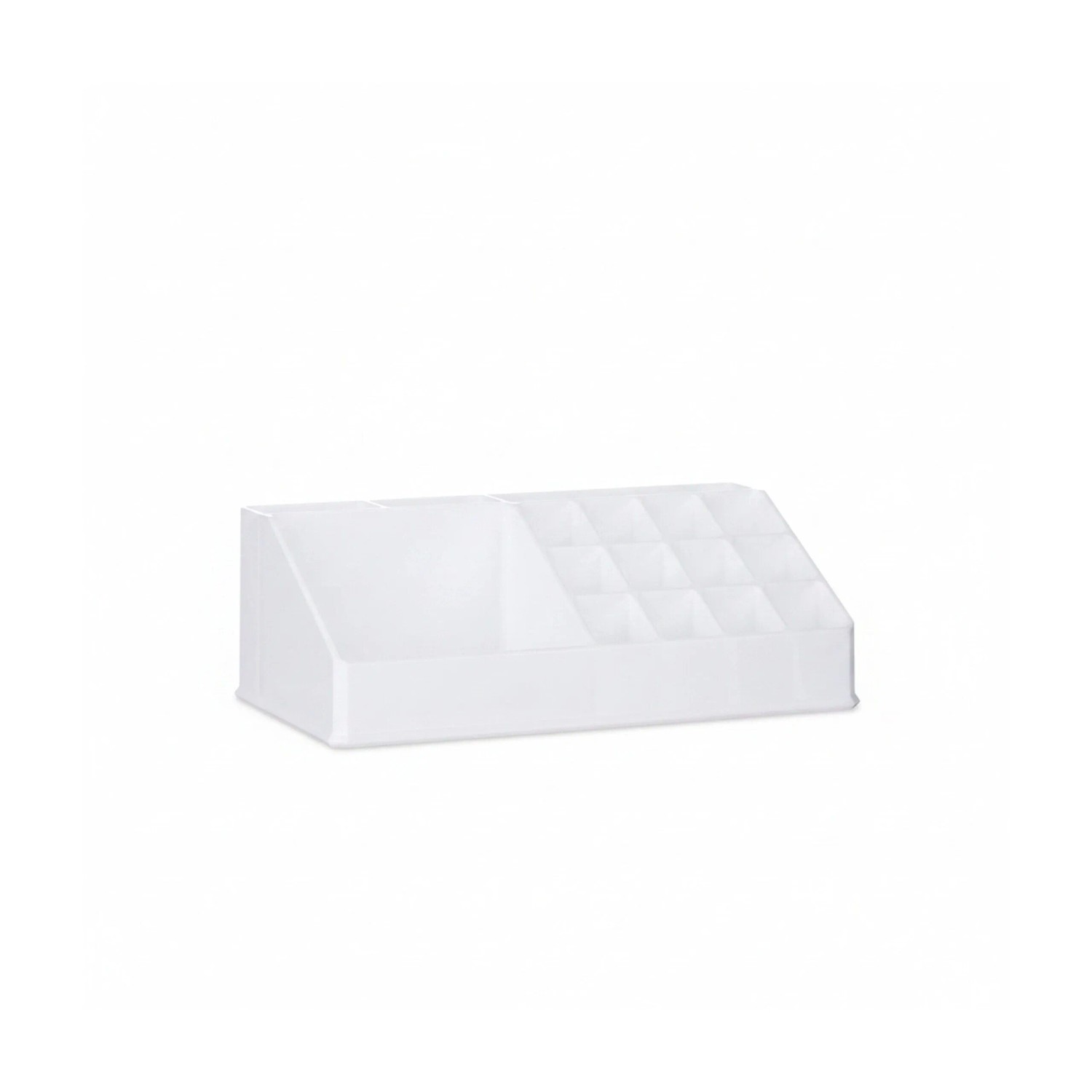 Relaxdays Kosmetikorganizer Acryl Weiß mit 16 Fächern 8 cm x 22 cm x 12,5 cm 300 g