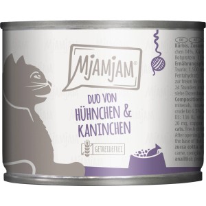 MjAMjAM Katzen-Nassfutter Duo Huhn & Kaninchen mit Kürbis, getreidefrei im 200g Napf.