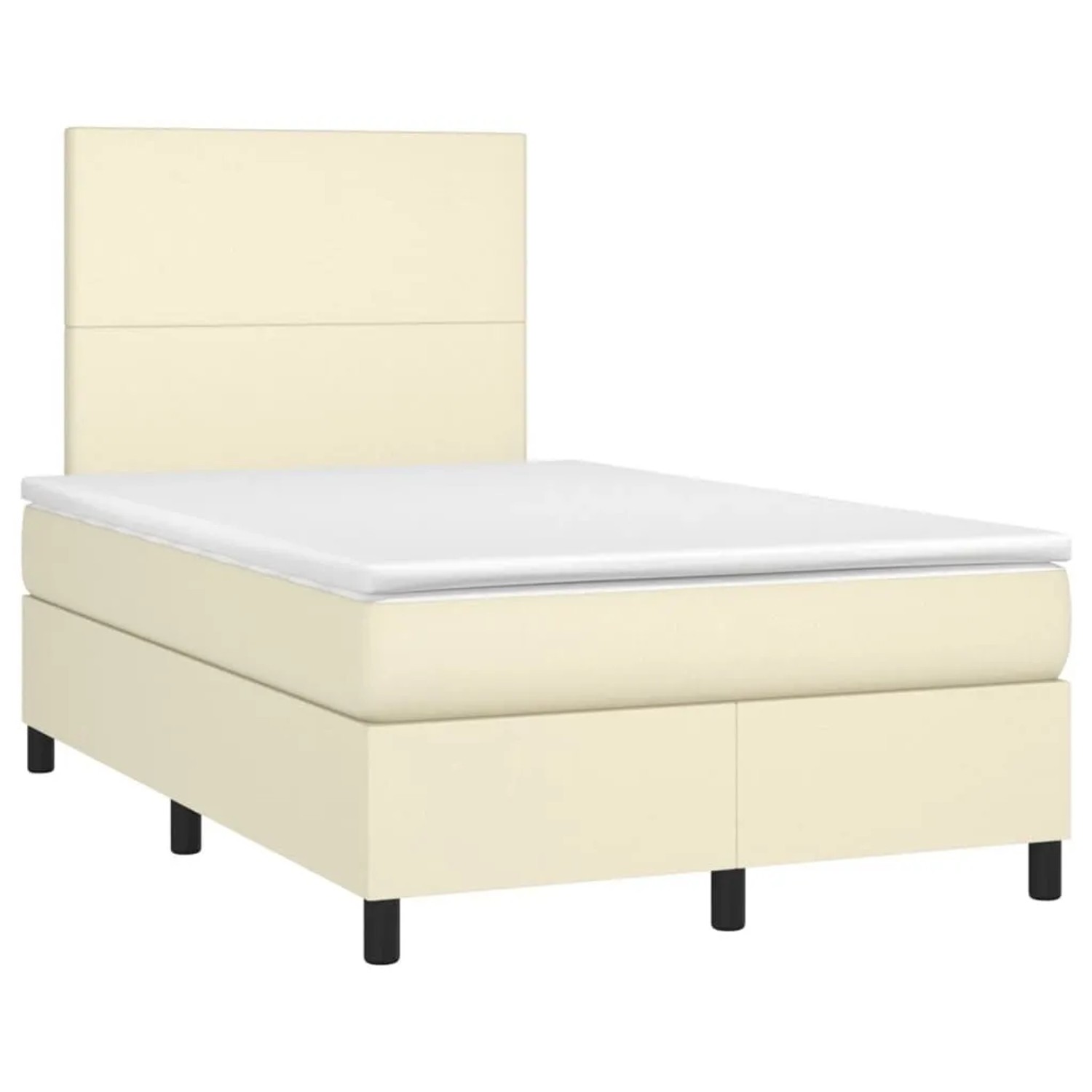 vidaXL Boxspringbett mit Matratze & LED Creme 120x200 cm Kunstleder 3135815