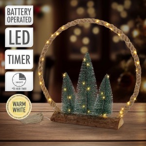 LED Jute Weihnachtskreis mit Timer, 45 cm, warmweiß, batteriebetrieben. Weihnachtsdekoration.