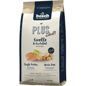 Bosch Hunde-Trockenfutter Pets Plus mit Forelle & Kartoffel, 1 kg. Getreidefrei und Single Protein.