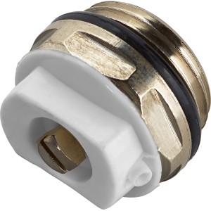 Entlüftungsventil für Heizkörper, 21 mm, mit drehbarer Kunststoffnase und Vierkant-Schraube.