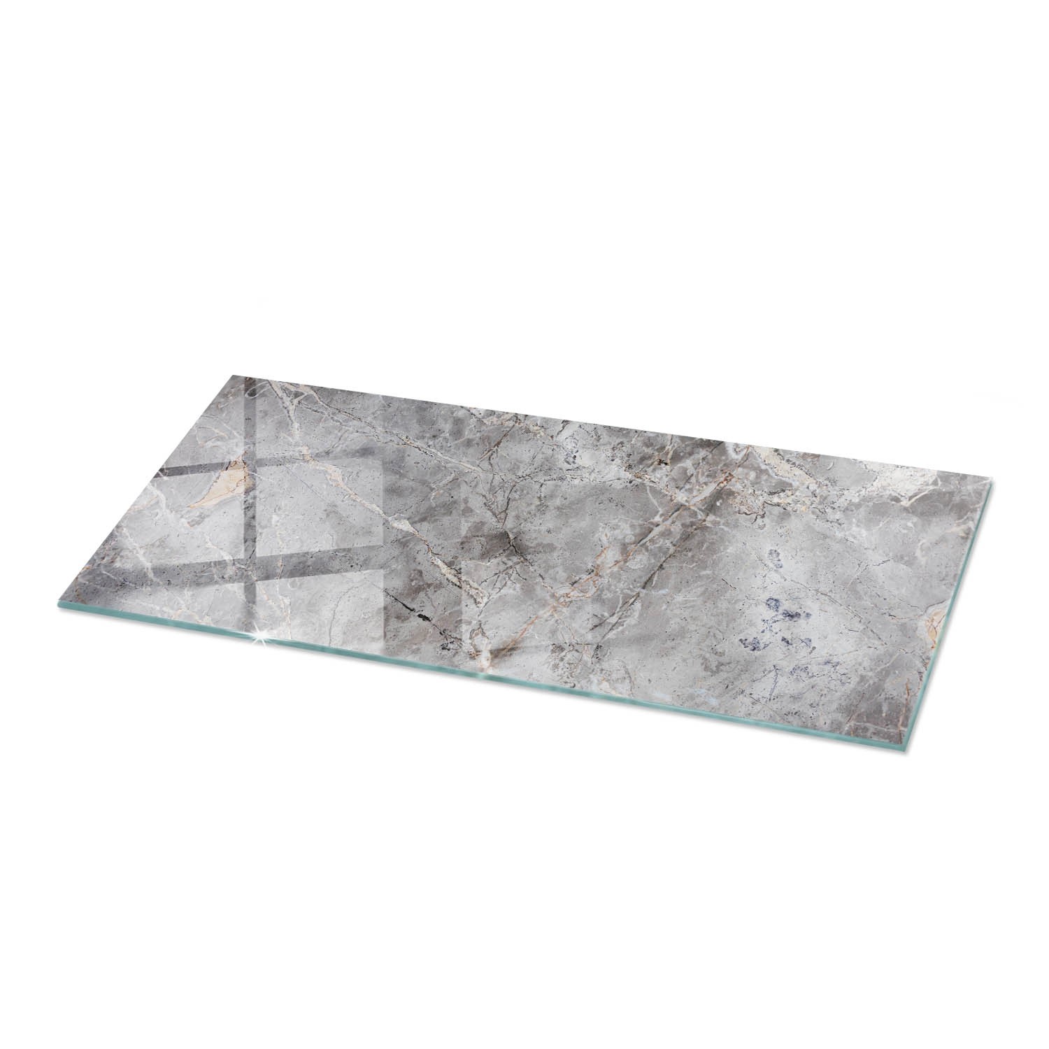 Tulup Tischplatte Natürliches Marmormuster Tischplatte aus Glas 125x50 cm Grau Tischplatte Tischplatte Rechteckig Glas f...