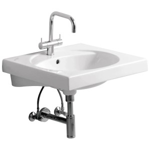 Geberit Preciosa Waschbecken, 60 cm, mit Hahnloch und Überlauf, aus weißem Feinfeuerton.