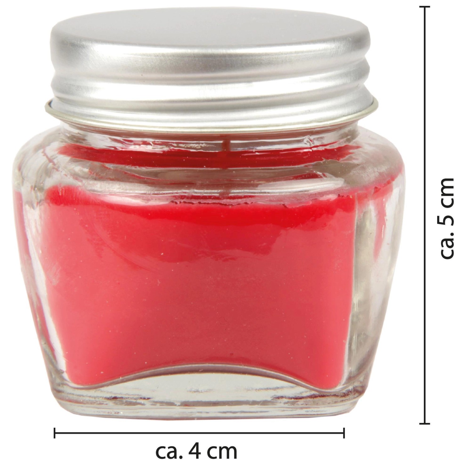 Rote HS Candle Duftkerze Macaron Cherry im Glas mit Deckel, 12er Pack.