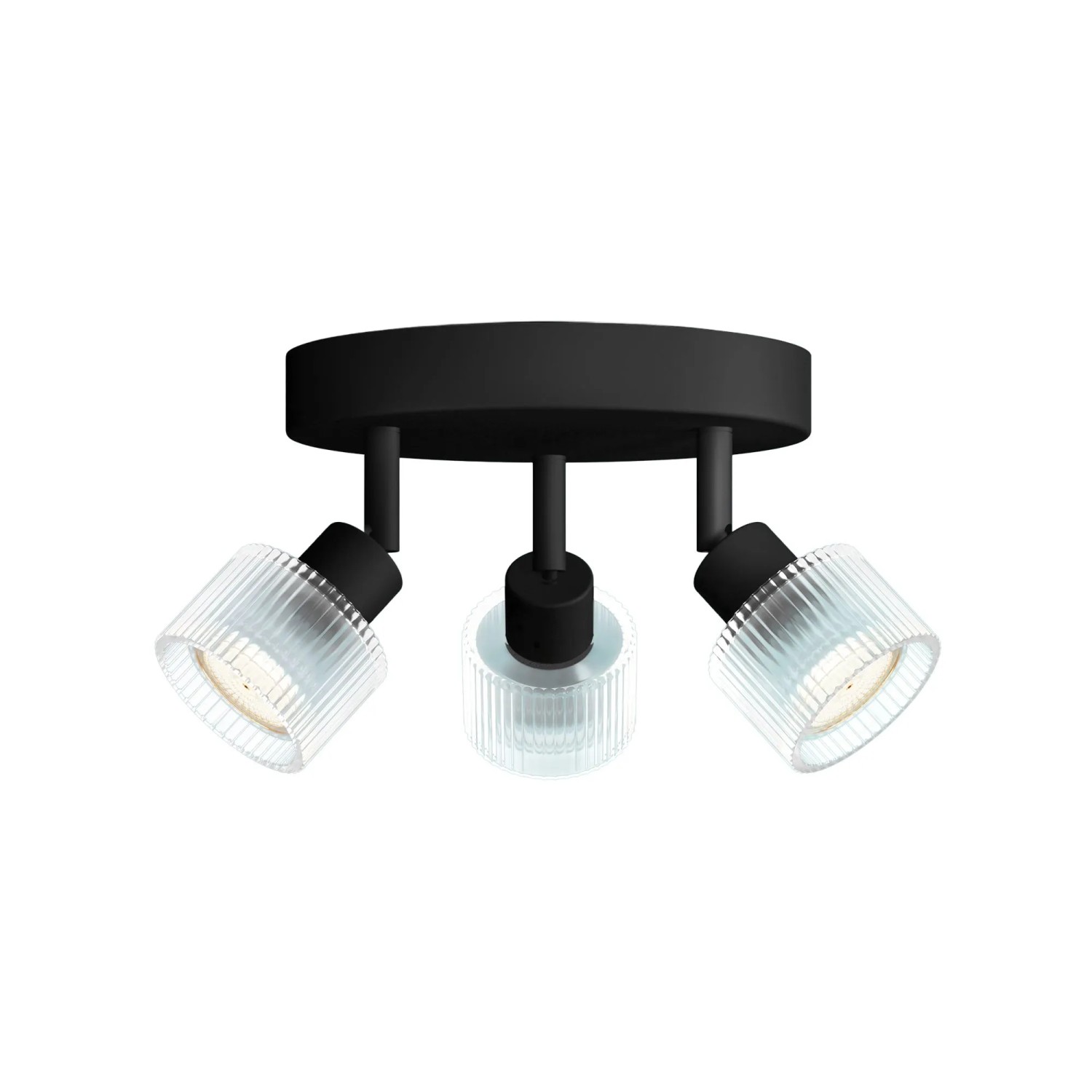Philips LED-Spot Rund Horen 3-Flammig Wand- & Deckenmontage Schwarz