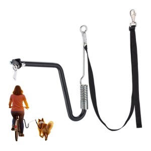 Schwarze Relaxdays Fahrradleine für Hunde mit Abstandshalter und Feder.