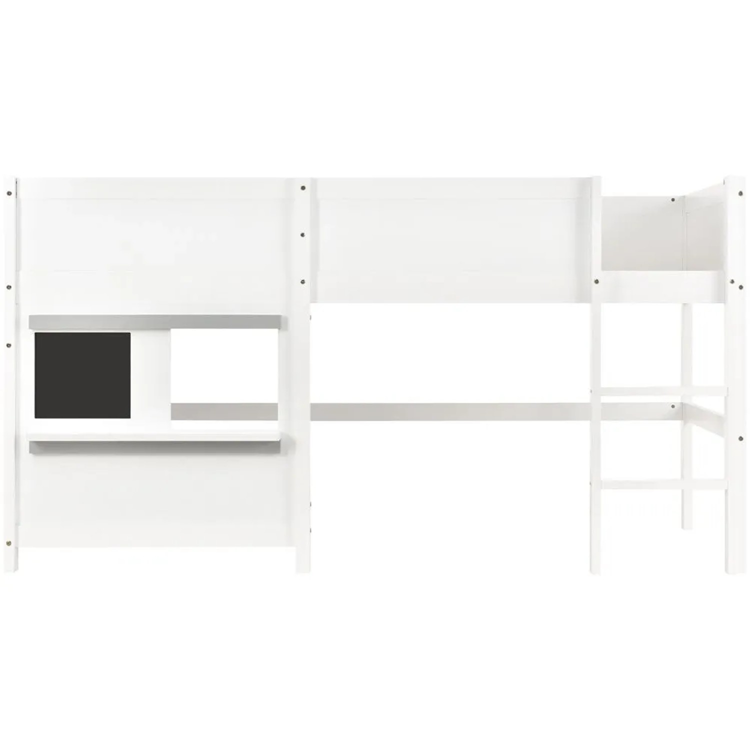 KOMHTOM Kinder-Etagenbett 90 x 200 Cm  Verspieltes Kabinenbett Mit Zwei Ablagen  Ideal Für Graffiti Und Kleine Aufbewahrung  Aus Massivholz  Weiß