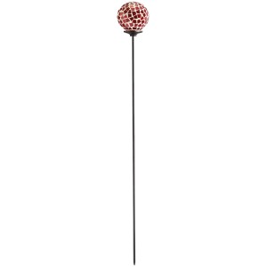 Gartenstecker mit roter Mosaik-Kugel, 75 cm hoch, für Beet und Pflanzkasten.