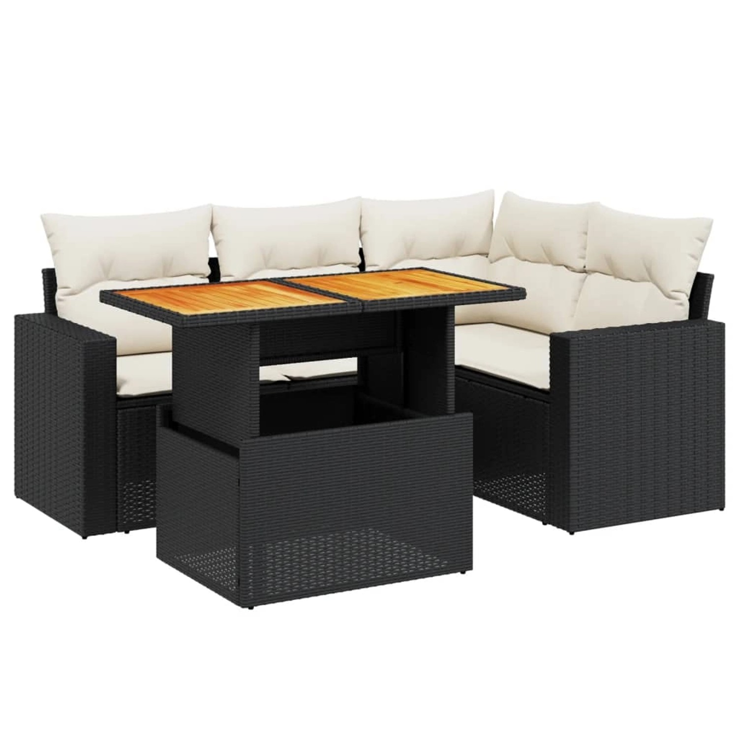 vidaXL 5-Tlg Garten-Sofagarnitur mit Kissen Schwarz Poly Rattan 3271294 günstig online kaufen