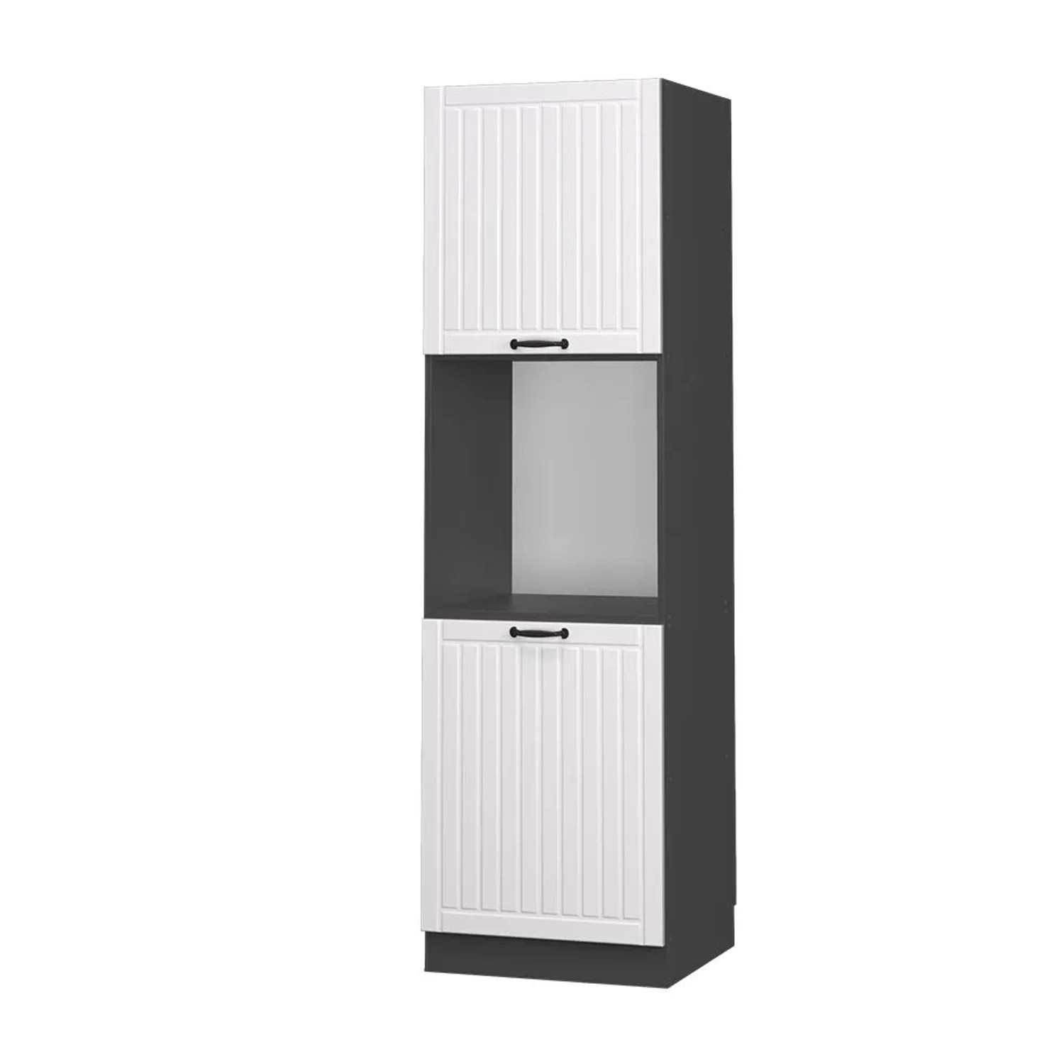 Vicco Herdumbauschrank Fame-Line Herdschrank Weiß Landhaus Anthrazit 60 cm Offen