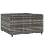 Grauer vidaXL Gartenmöbel-Couchtisch aus Polyrattan mit Glasplatte, Teil des 4-tlg. Lounge Sets.