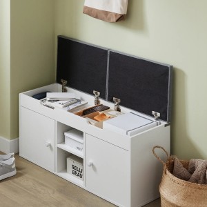 SoBuy Sitzbank mit 2 Sitzkissen und Stauraum PB Weiß FSR96-W