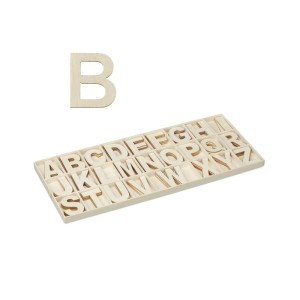 Relaxdays Holzbuchstaben Set Holz Natur Mit Sortierkasten 1,5 x 41 x 18 cm 280 g