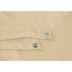 Detailansicht des naturfarbenen Schneider Sonnensegels Lanzarote mit Ösen.