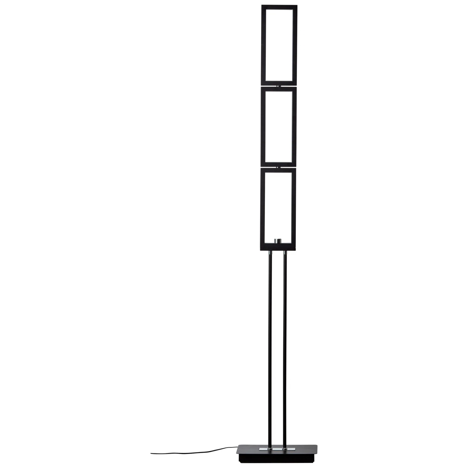Schwarze LED-Stehlampe Ranut, 150 cm hoch, mit drei schwenkbaren Elementen.