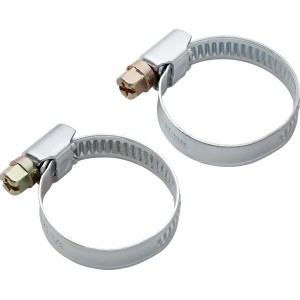 Zwei Schlauchklemmen (Ø 20-32 mm) zur Befestigung von Schläuchen.