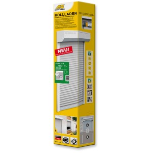 Vorbaurollladen Komplett-Set Grau, 80x100cm, kürzbar. Rollladen für Fenster, Montage auf Mauerwerk oder Fensterlaibung.