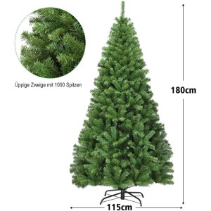 Costway künstlicher Weihnachtsbaum, 180 cm, mit Klappsystem und Metallständer.