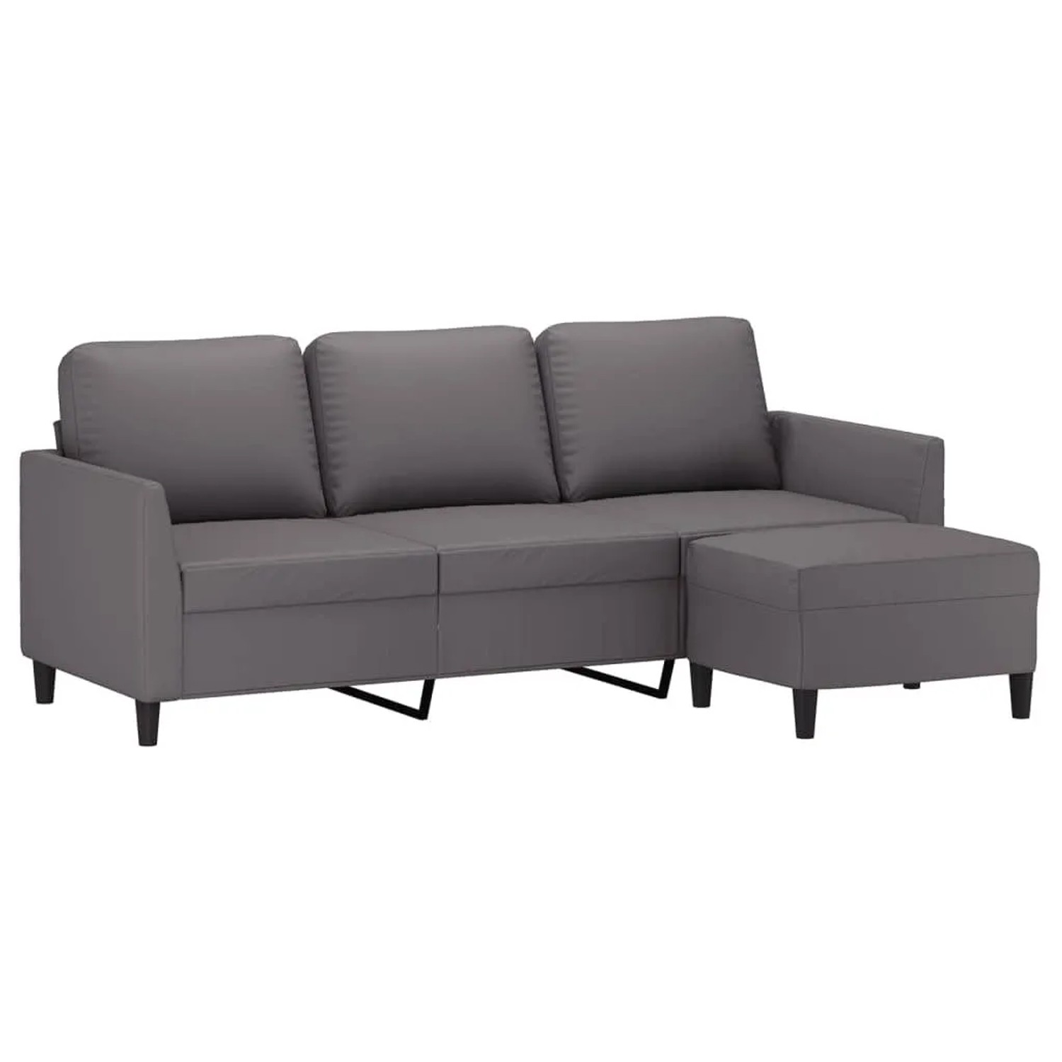 vidaXL 3-Sitzer-Sofa mit Hocker Grau 180 cm Kunstleder 3201124