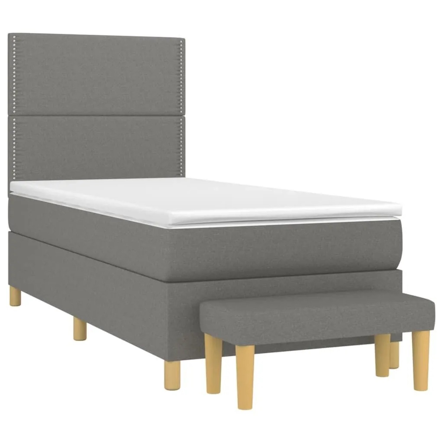 vidaXL Boxspringbett mit Matratze Dunkelgrau 100x200 cm Stoff 3137054
