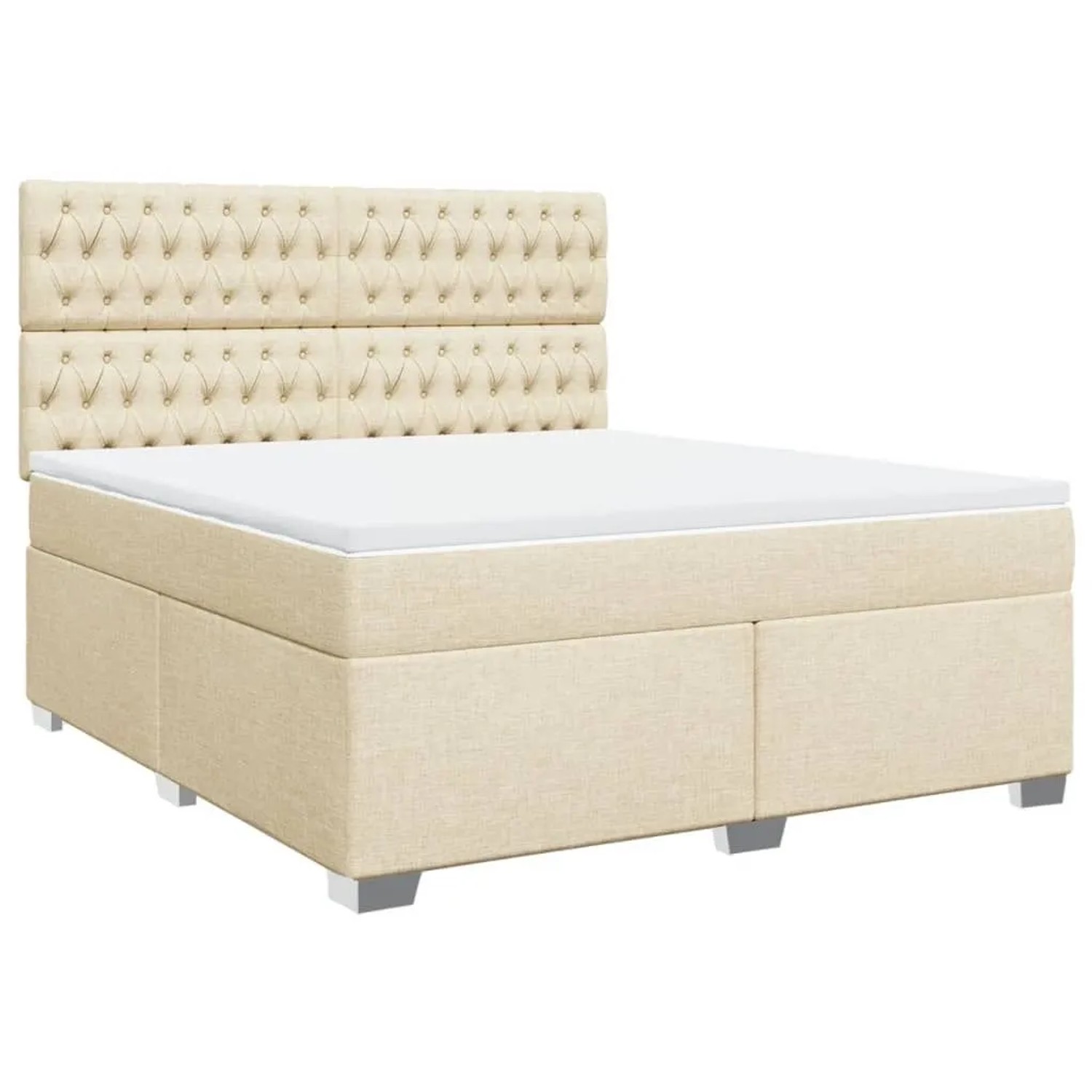 vidaXL Boxspringbett mit Matratze Creme 180x200 cm Stoff 3290579