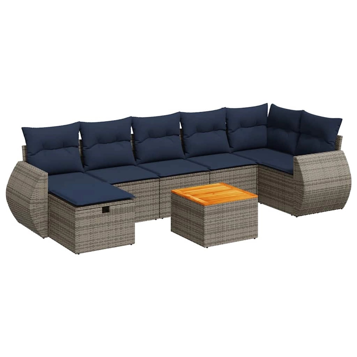 vidaXL 8-Tlg Garten-Sofagarnitur mit Kissen Grau Poly Rattan 3325855