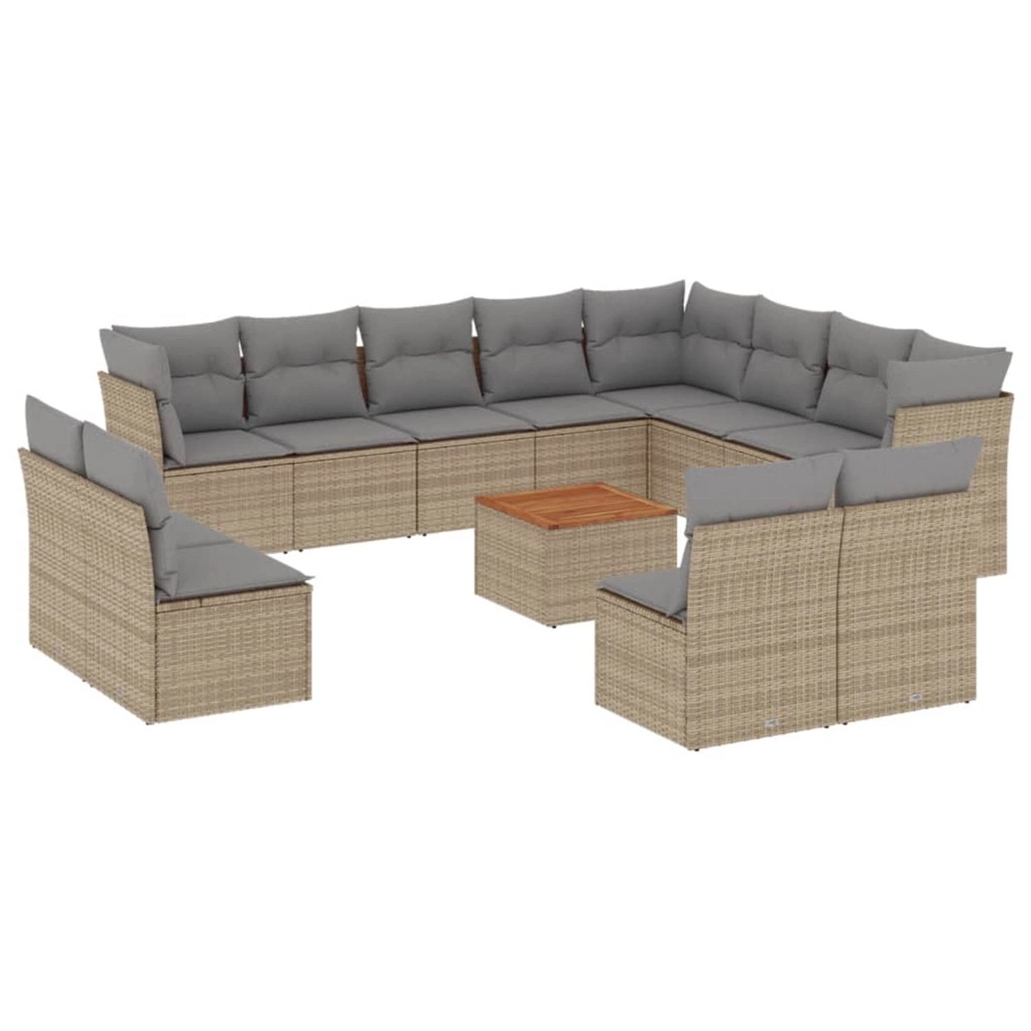 vidaXL 13-Tlg Garten-Sofagarnitur mit Kissen Beige Poly Rattan 3223931 günstig online kaufen