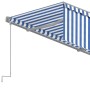 vidaXL Markise, manuell einziehbar, 4x3 m, blau-weiß gestreift, mit Handkurbel.