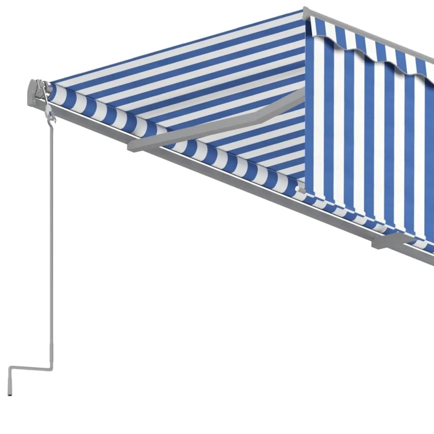 vidaXL Markise, manuell einziehbar, 4x3 m, blau-weiß gestreift, mit Handkurbel.