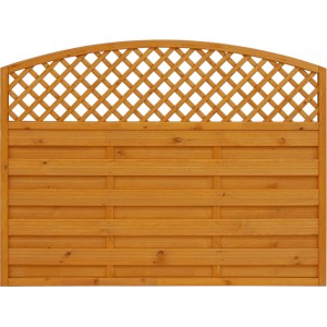 Sichtschutzzaun Element Bordeaux, pinienfarben, mit Kreuzgitter (120/135x180cm) für den Garten.