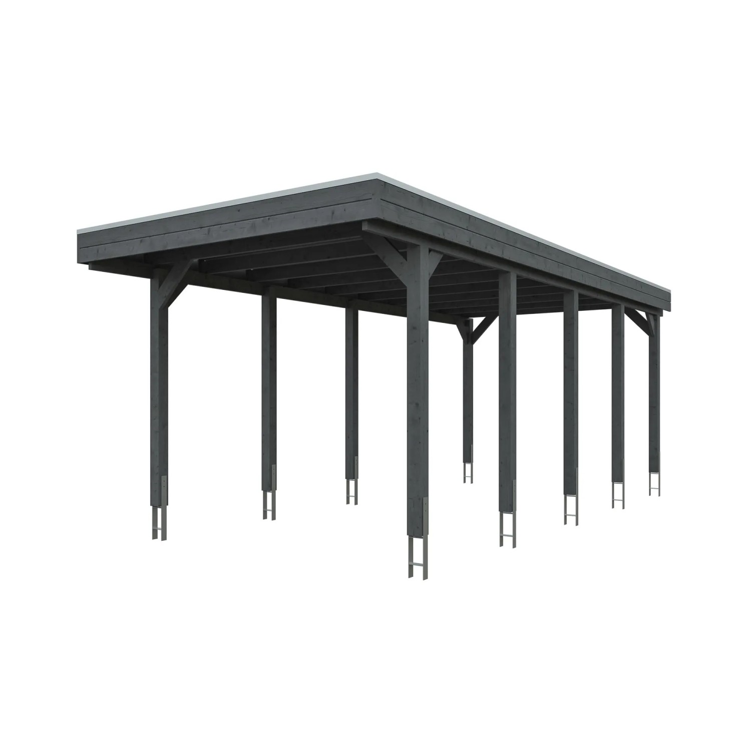 Skan Holz Carport Friesland mit EPDM-Dach 320 cm x 708 cm Schiefergrau